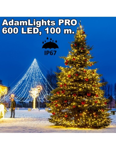 Profesionali AdamLights smulkių lempučių lauko girlianda | IP67, 600 LED, 100 m.