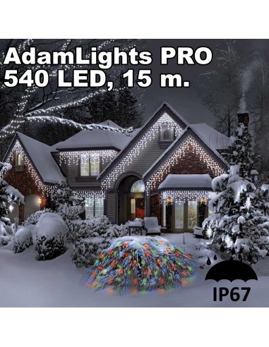 Profesionali AdamLights lauko girlianda varvekliai | IP67, 540 LED, 1500 x 50 cm