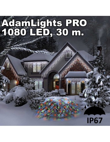 Profesionali AdamLights lauko girlianda varvekliai | IP67, 1080 LED, 3000 x 50 cm