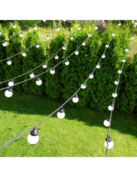 10 m ilgio keičiamų E-27 cokolio LED lempučių girlianda | IP67, 20 cokolių (kas 50 cm)