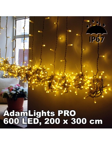 NUOMA: Profesionali AdamLights lauko girlianda šviesos užuolaida | IP67, 600 LED, 200x300 cm