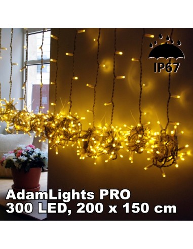 Profesionali AdamLights lauko girlianda šviesos užuolaida | IP67, 300 LED, 200x150 cm